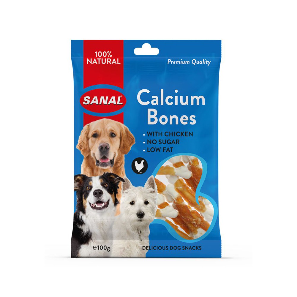 Sanal Calcium Bones Snack para Perros de Pollo 100 Gr